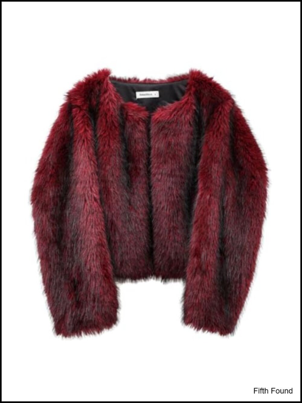 Faux Fur Cropped Coat Long Sleeve Crewneck Open Front Women's